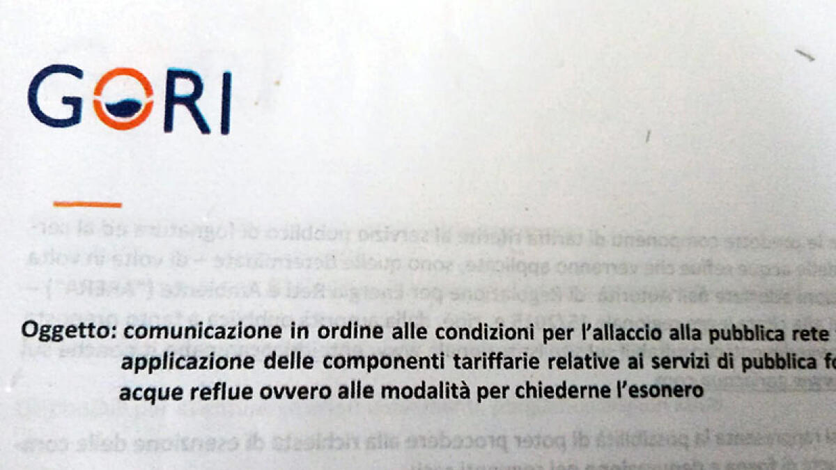 Lettera Gori a Poggiomarino: "Ci sono gli allacci alle fogne da pagare", scoppia il caso - 