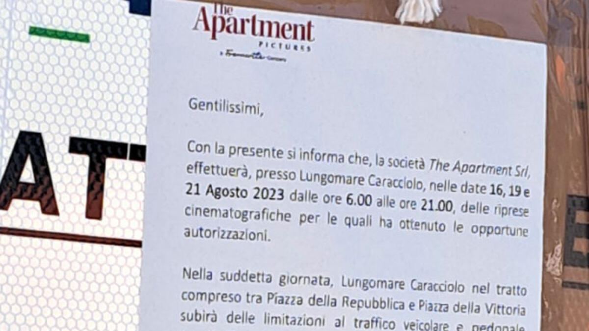 Sorrentino gira film a Napoli: chiudono Lungomare e Centro - IL PIANO TRAFFICO - 