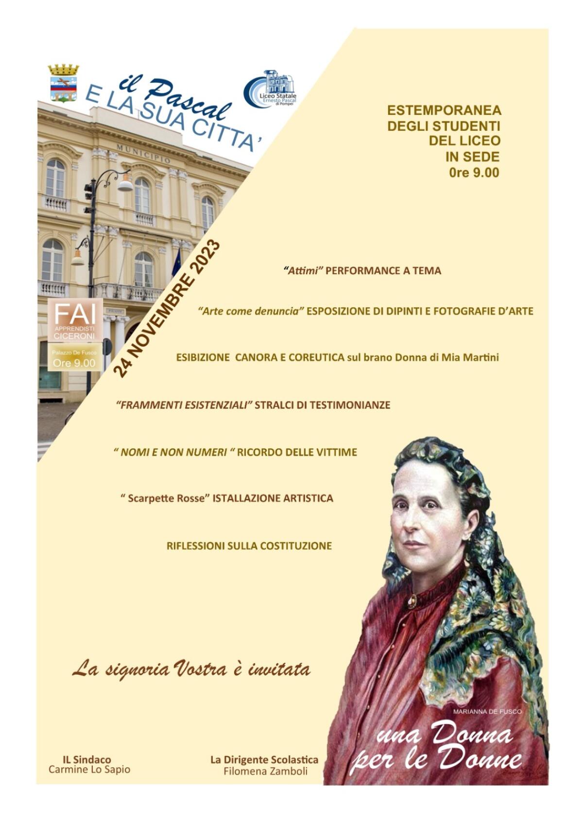 Doppio appuntamento al Liceo Pascal di Pompei: alunni ciceroni della città e impegnati contro i femminicidi - 