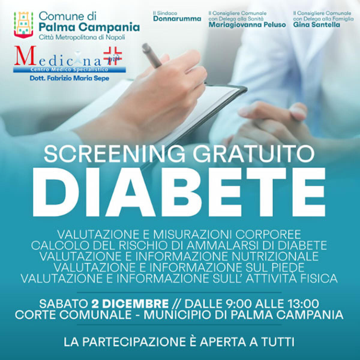 Palma Campania, sabato screening gratuito per prevenire il diabete - 