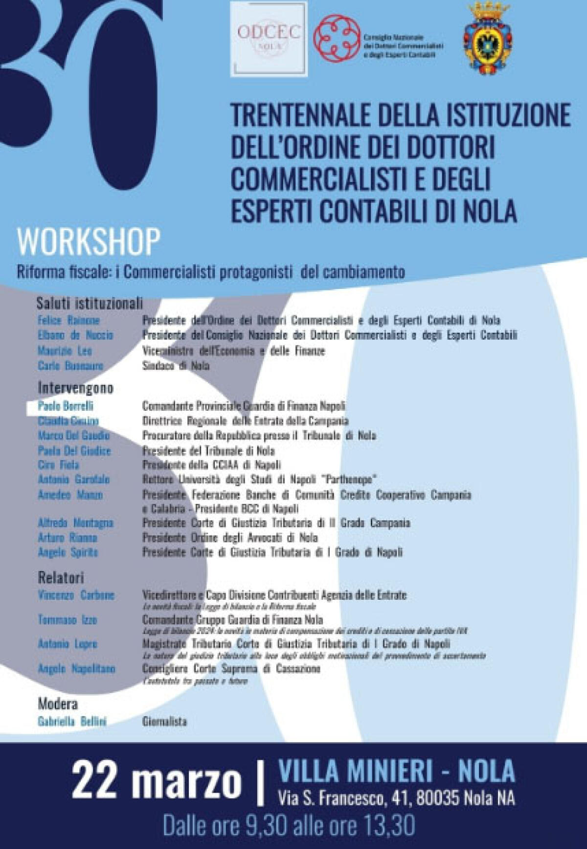 Compie 30 anni l’Odcec di Nola, un workshop sulla riforma fiscale il 22 marzo - 