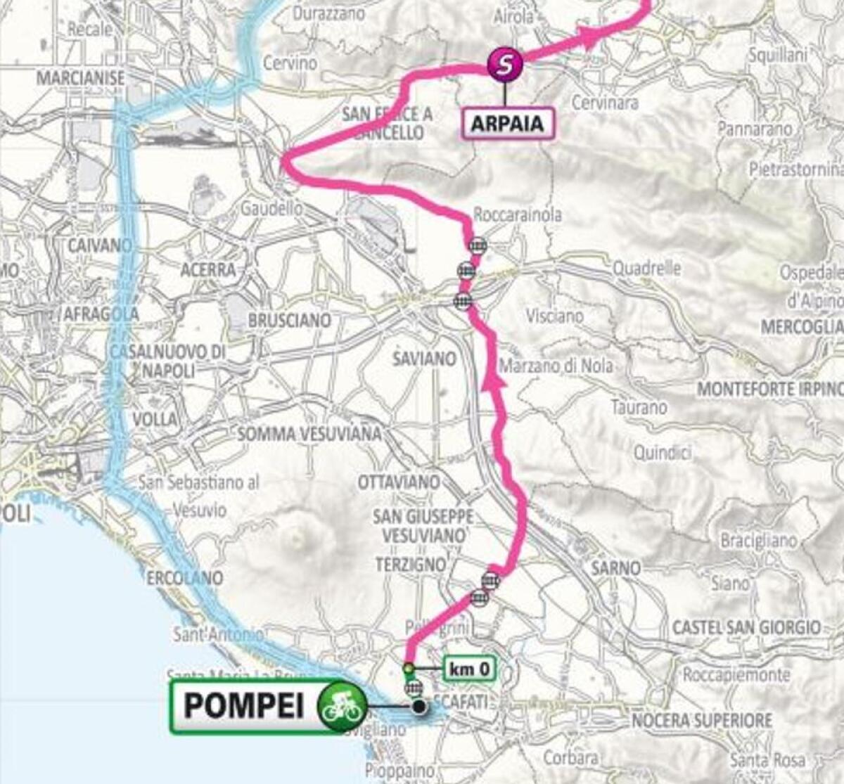 Il Giro d'Italia corre nella storia di Pompei, Poggiomarino, Palma Campania e Nola - 