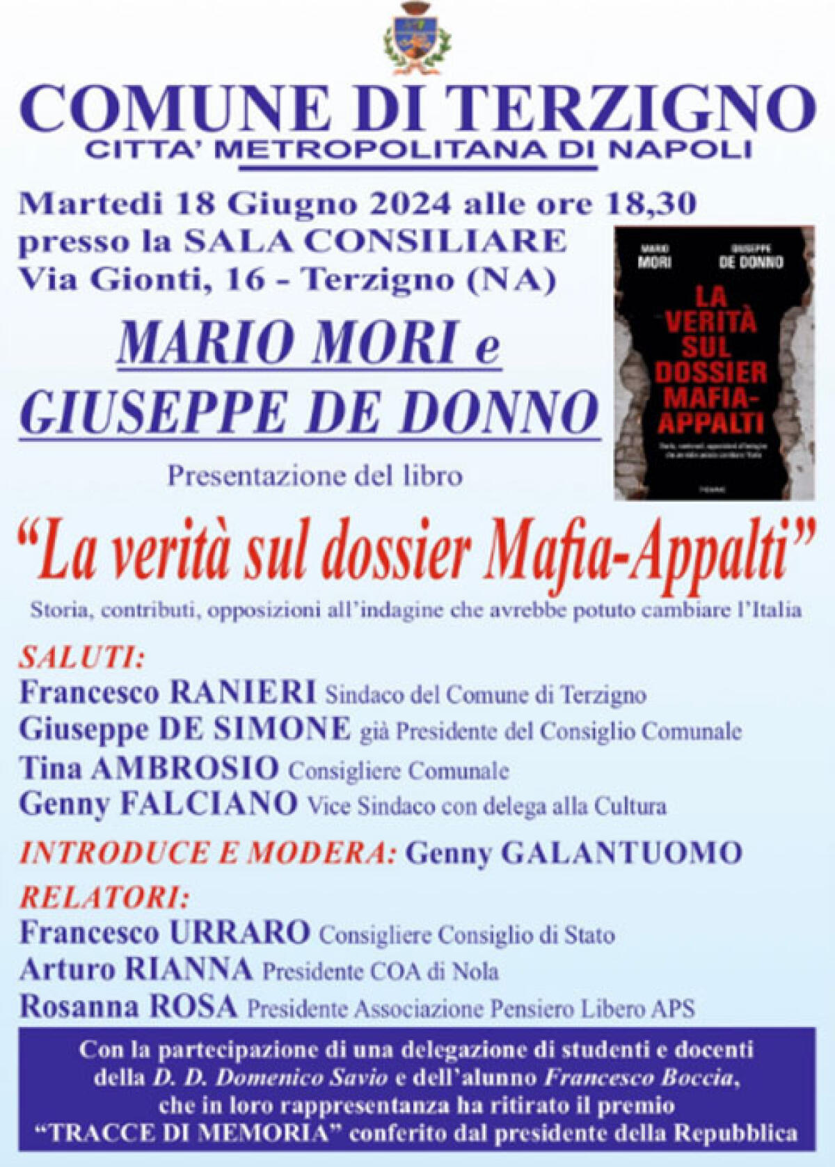 A Terzigno la presentazione del libro di Mori e De Donno - 