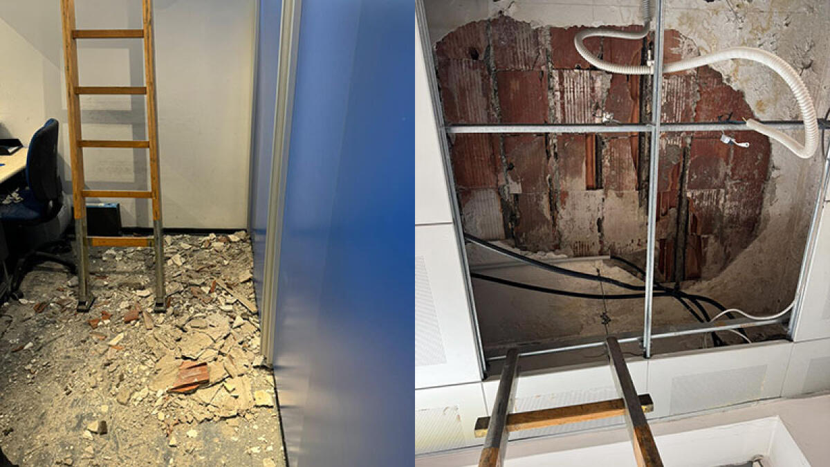 Mezzogiorno di paura, cede il tetto delle Poste di San Giuseppe Vesuviano - 