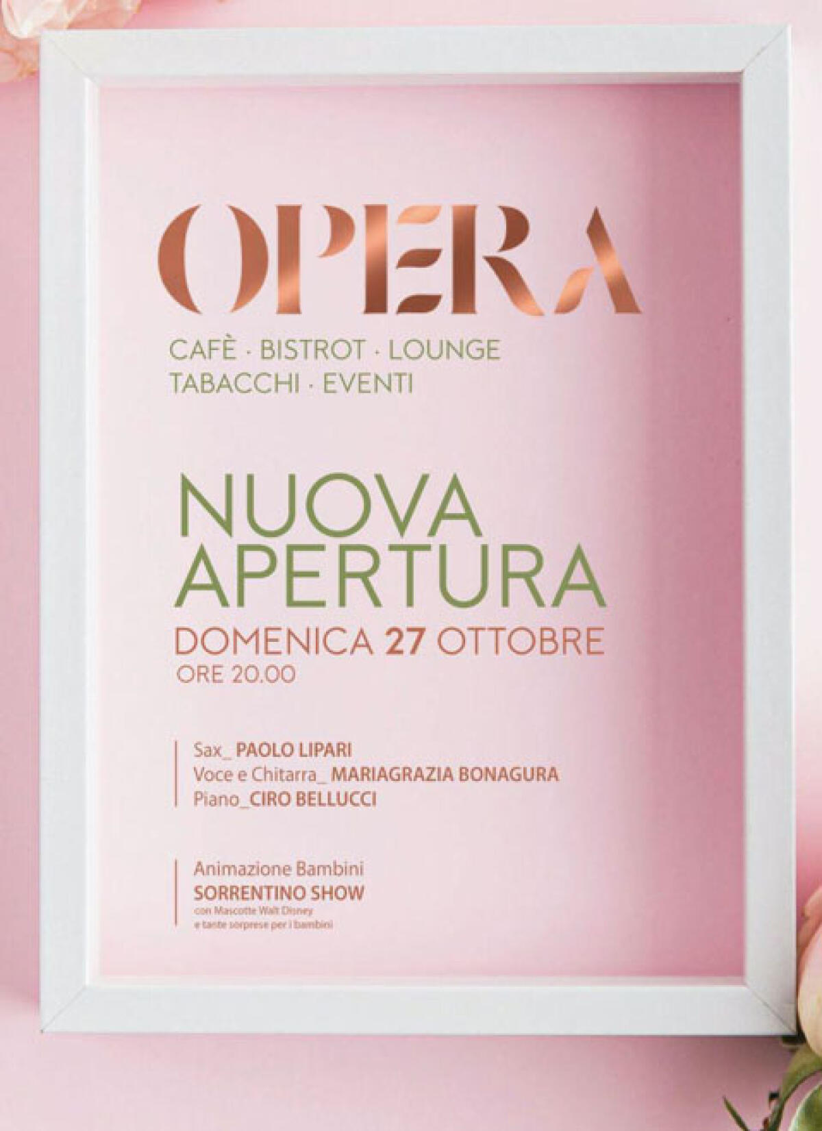 Opera Cafè inaugura domani: luonge bar, eventi e la novità del bistrot a pranzo e cena - 