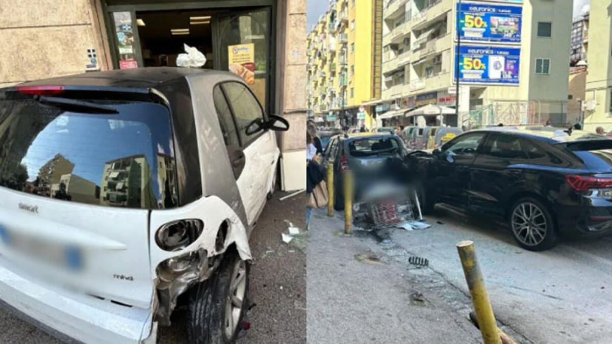 L'auto va a sbattere e finisce in un negozio - 