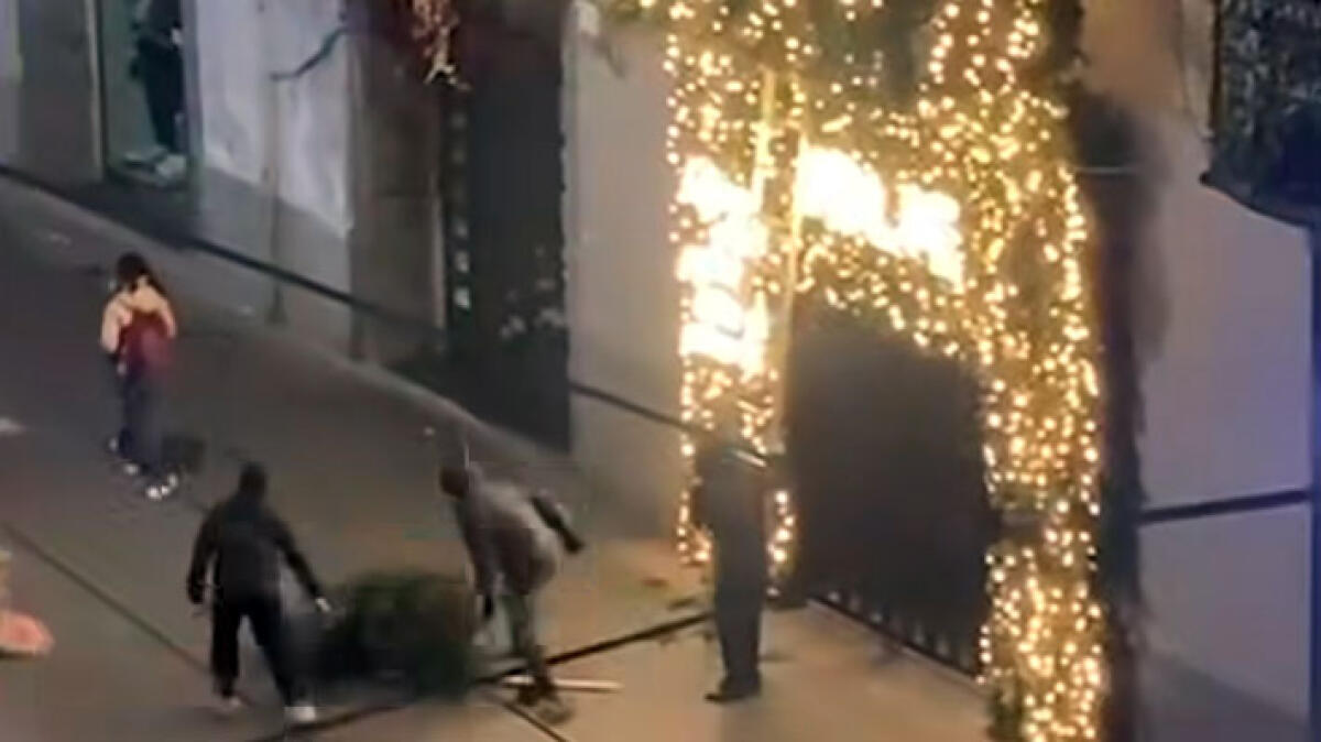 Babygang armata di scala ruba gli addobbi di Natale - 