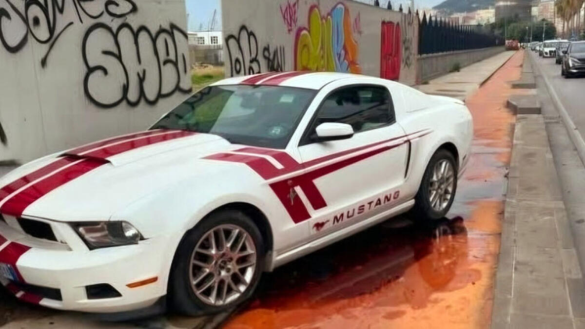 Mustang sfonda il cordolo di Via Marina - 