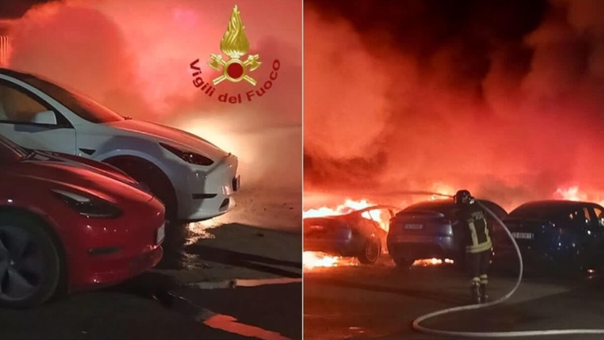 Bruciano 17 auto elettriche nella concessionaria Tesla - 
