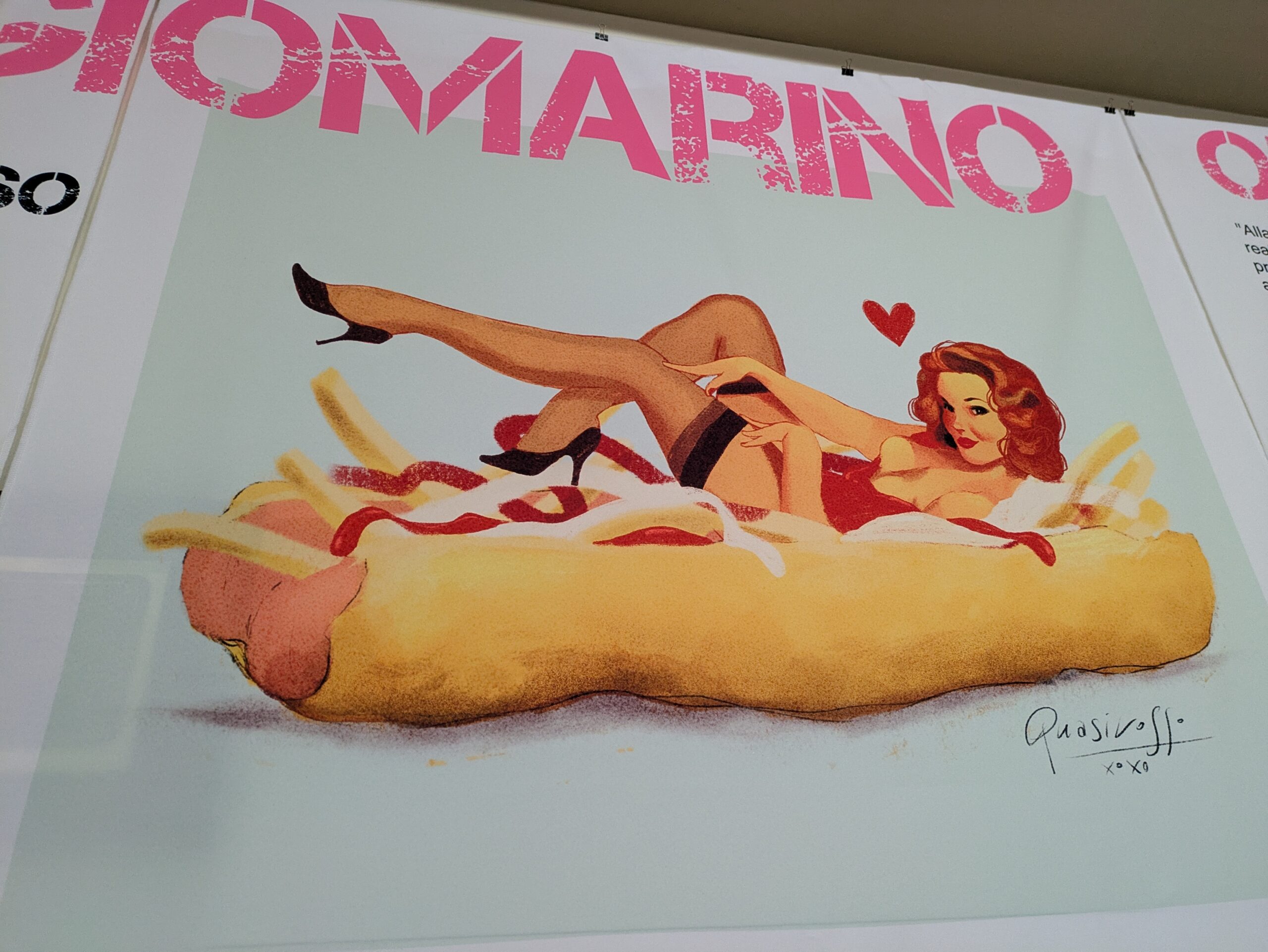 Il disegno dedicato al 'salsicciotto' della rosticceria Miranda