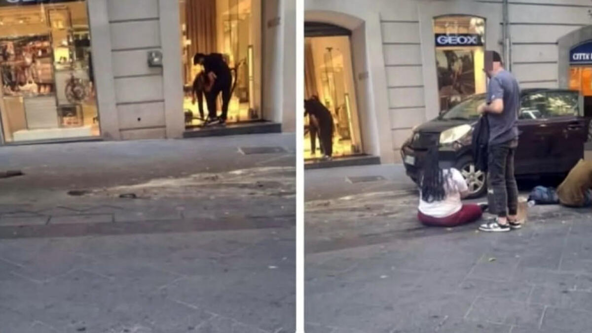 Fa retromarcia e travolge panchina con due persone - 