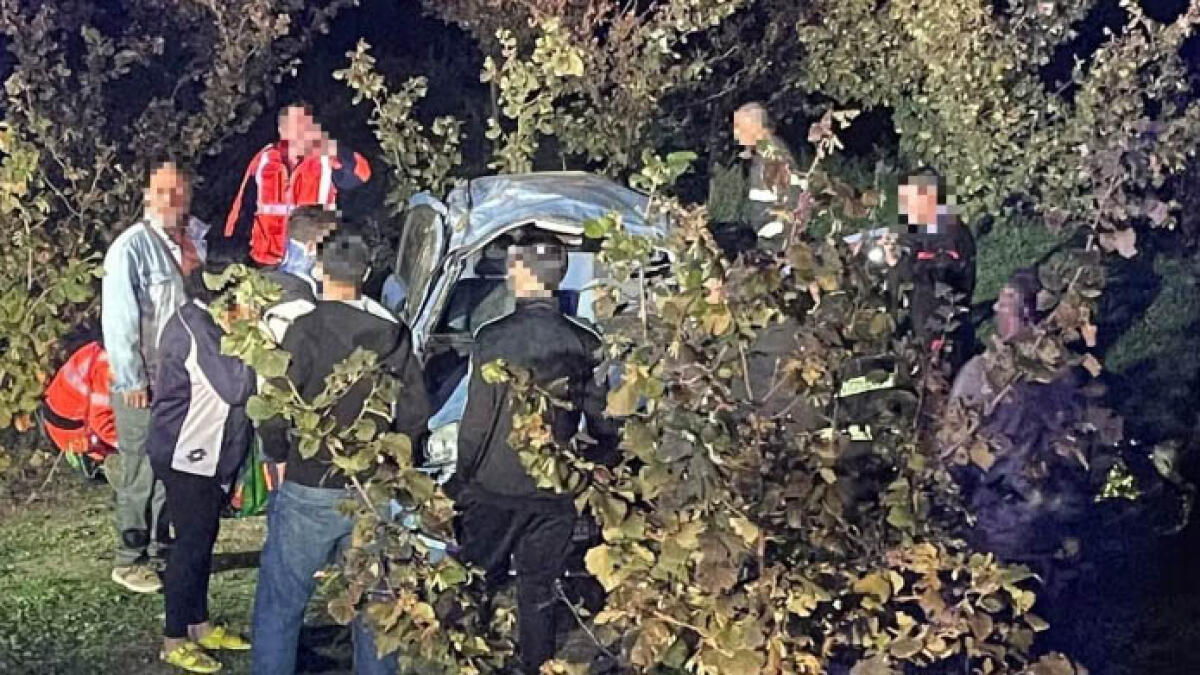 Panda si schianta e finisce nella scarpata, a bordo tre giovani - 