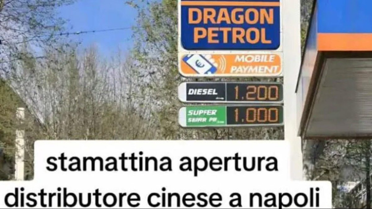 Benzinaio cinese a Napoli con prezzi bassi, ma è frutto dell'IA - 
