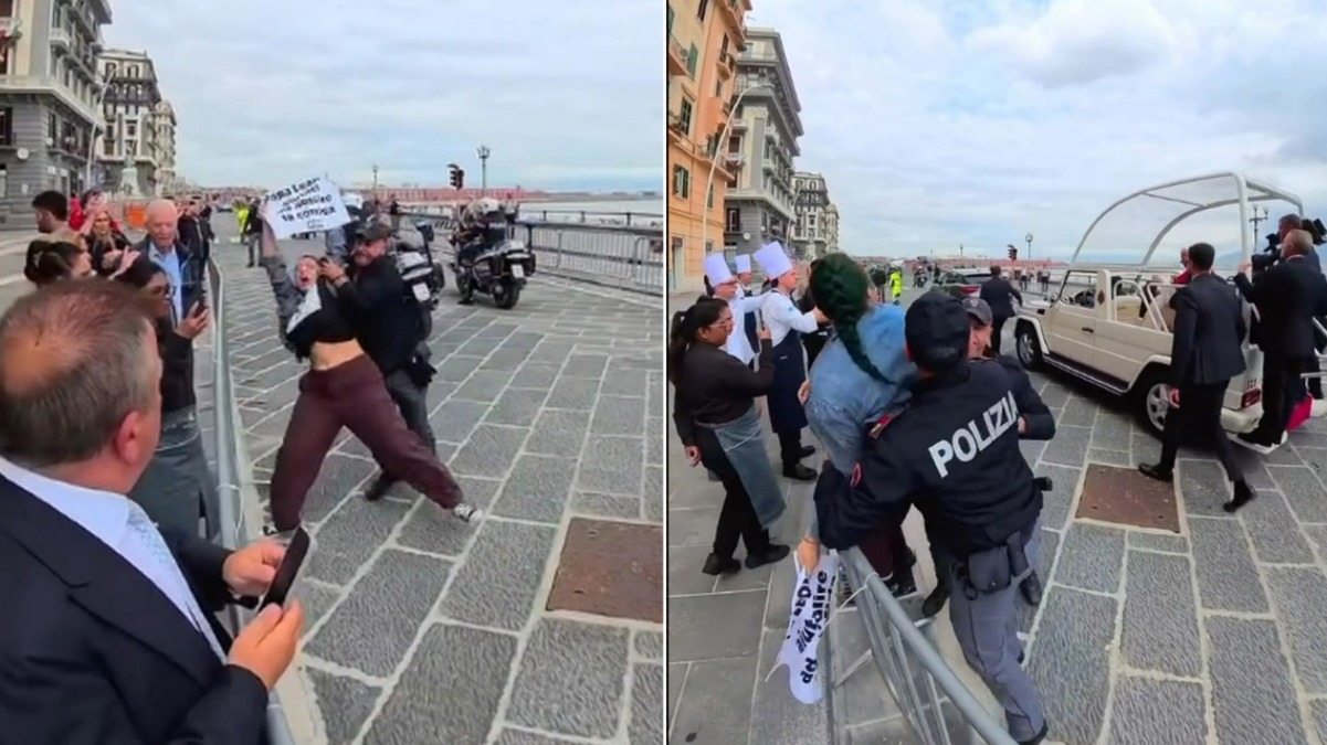 Due attiviste saltano le transenne e si avvicinano al Papa - 