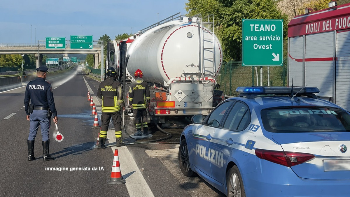 Camion cisterna perde la candeggina in autostrada - 