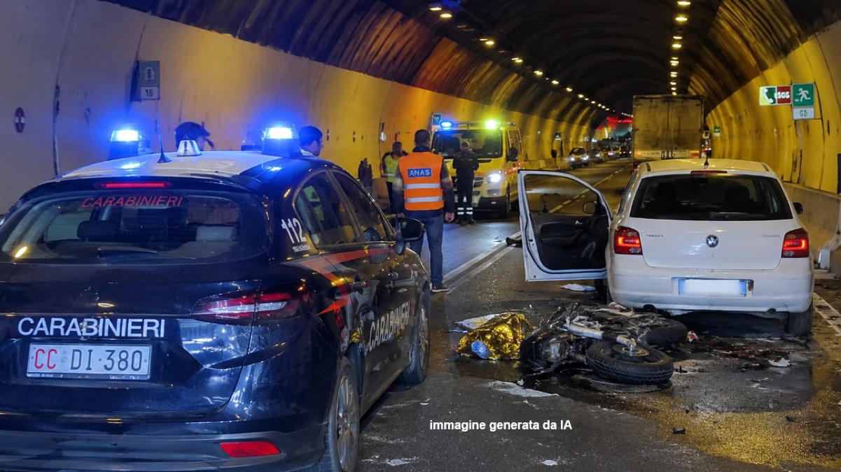Tamponato in galleria: muore motociclista, gravissima la passeggera - 
