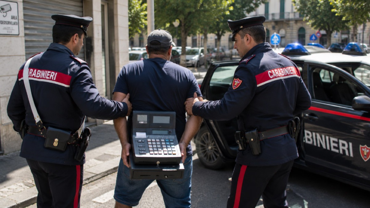Vede i carabinieri e scappa con un registratore di cassa - 
