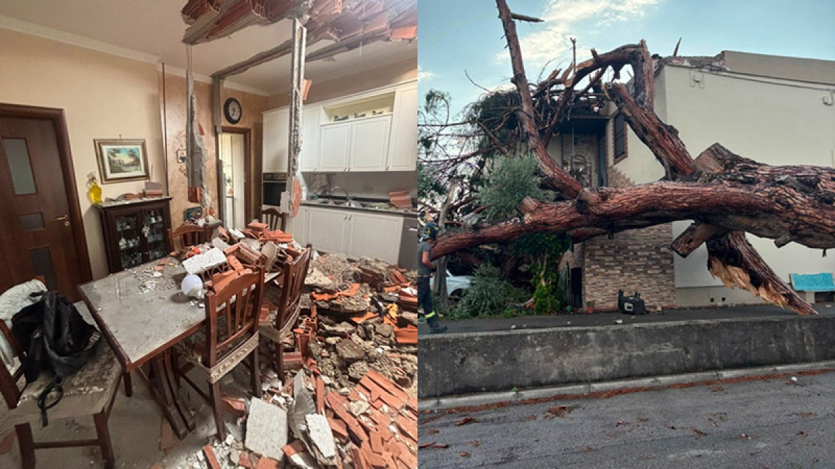 Albero cade e sfonda casa a località Marchesa a Boscoreale - 