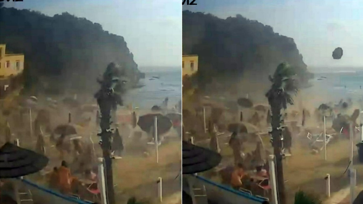 Tempesta in mare, volano via gli ombrelloni - 