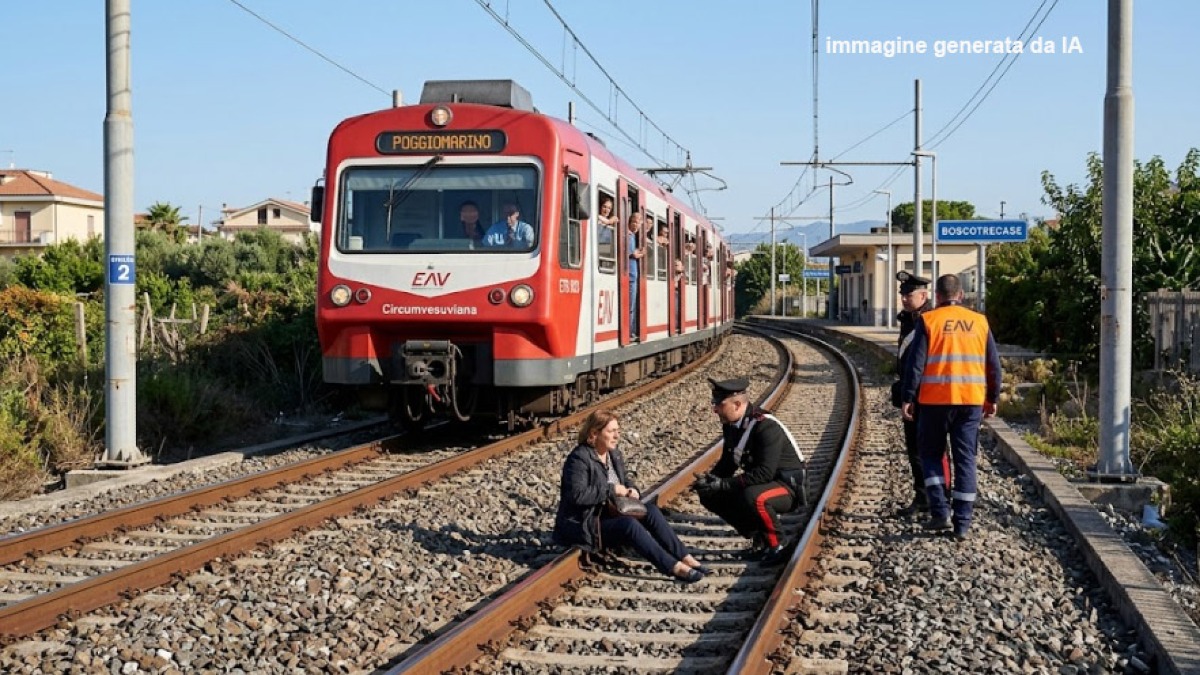 Donna cammina sui binari e blocca la linea per Poggiomarino - 