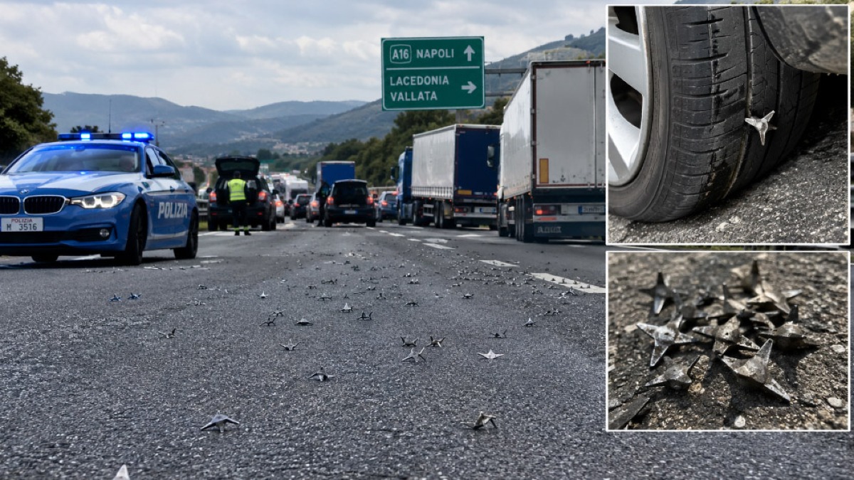Centinaia di chiodi lanciati sull'A16 in Campania - 