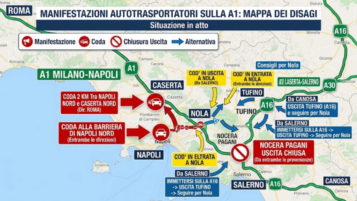 Blocchi dei tir: ecco la mappa in Campania - 